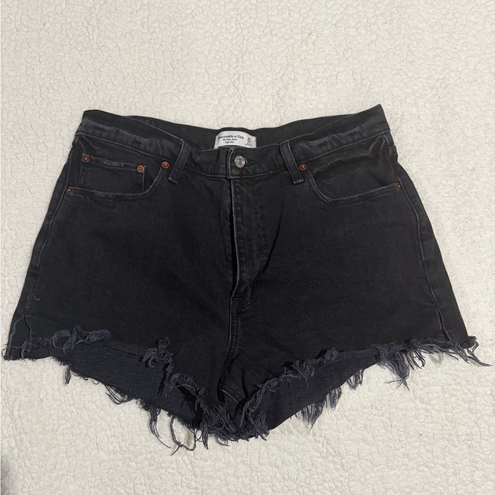 Abercrombie & Fitch Black Frayed Jean Shorts